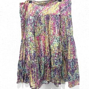 American Living cotton Tiered Midi Skirt in Pink and Purple L